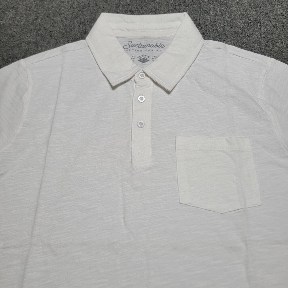 Pact Shirt Mens Medium White Field Midweight Slub Polo Organic Sustainable Golf